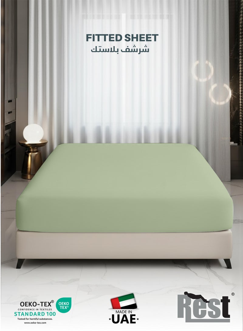 REST Fitted Bedsheet 180x200+30cm Breathable Plush Mint Green Fabric with Deep Pockets Machine Washable for Optimal Protection - Image 1